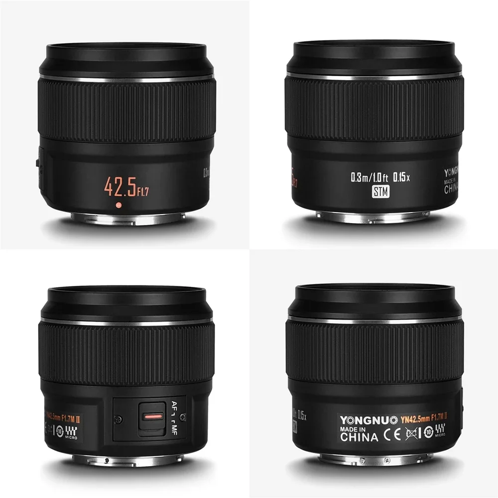 2026 YONGNUO YN42.5mm F1.7M II M4/3 42.5mm Fixed Focus Camera Lens F1.7 Large Aperture Focus Motor Auto Focus Replacement for Ol