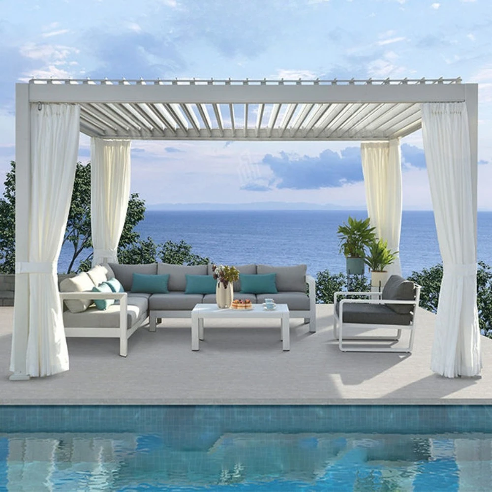 Luxury Bioclimatic Aluminum Gazebo, Motorized Louver Pergola, Waterproof Outdoor Pavilion for Backyard Garden Construction image 5