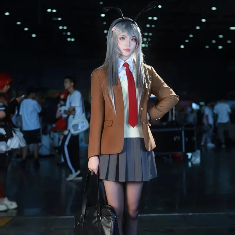 أنيمي الوغد لا يحلم الأرنب فتاة Senpai Sakurajima ماي تأثيري حلي شعر مستعار آذان الأرنب أغطية الرأس حفلة الهالوين مجموعة كاملة