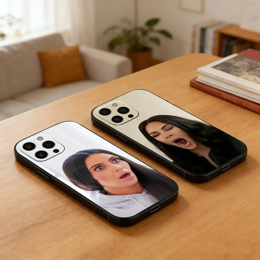 

Kim Kardashian Memes Phone Case For iPhone17,16,15,14,13,12 Plus,Max Soft Silicone Black Cover