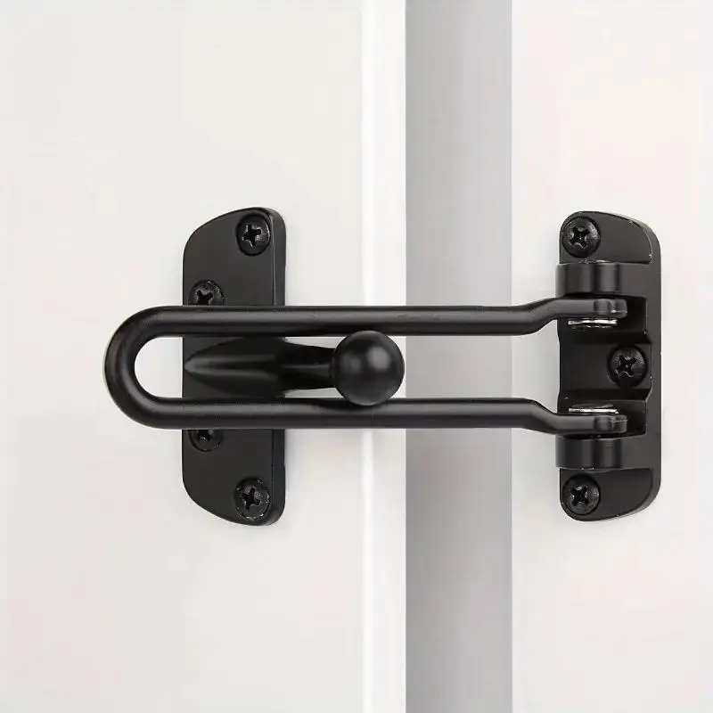 1pc Heavy duty anti-theft door security guardrail lock with swing rod thickened design, matte black surface, suitable for homes