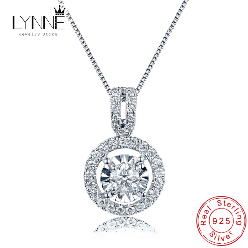 New Arrival 925 Sterling Silver Round Zircon Fine Pendant Neckalce Women Fashion Jewelry CZ Clavicle Chain Wedding Birthday Gift