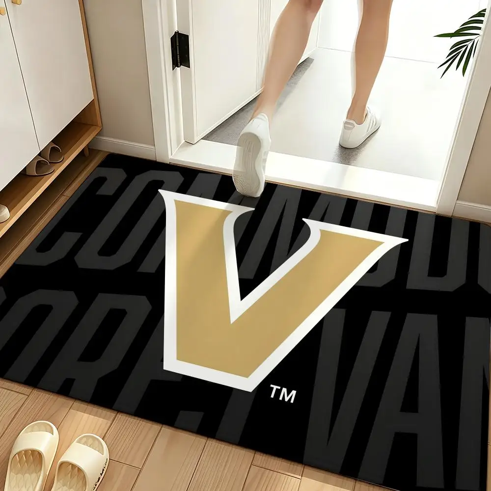 Education V-Vanderbilt U-University Floor Mat Soft Flannel Entrance Door Mat Non Slip Absorbent Bathroom Bedroom Floor Rug