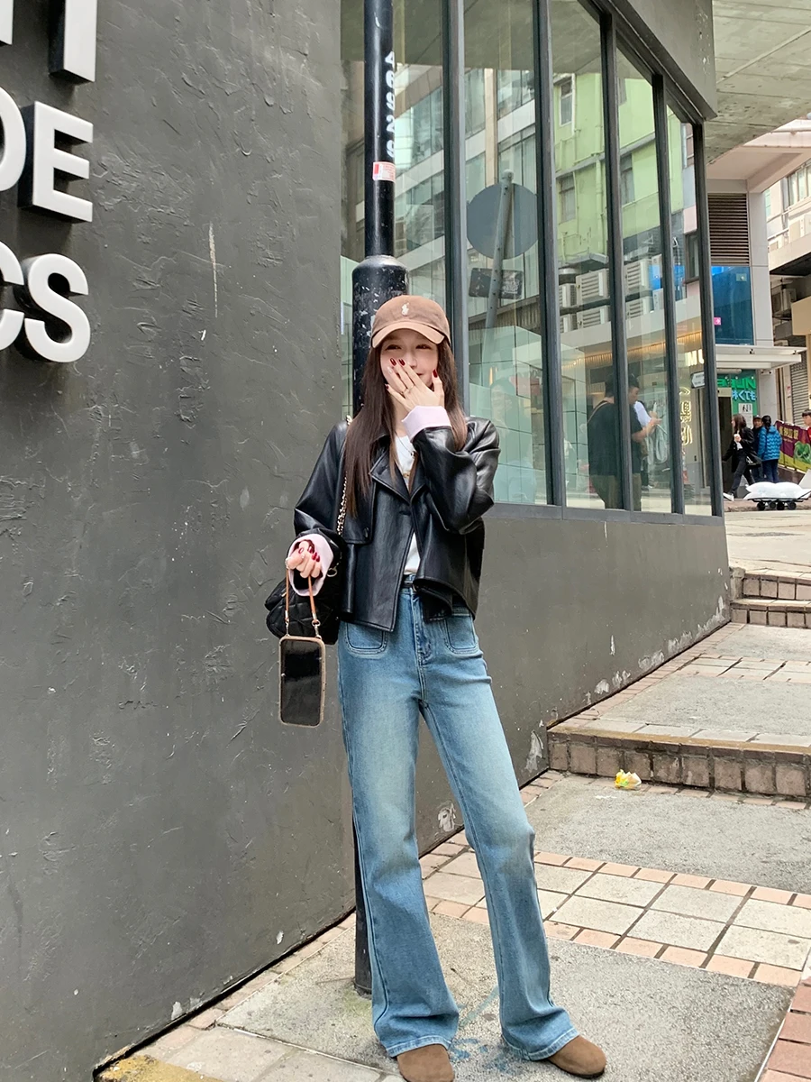 

Джинсы YANUOYU расклешенные, женские, эластичные, повседневные, длинные, с высокой талией, из денима, весенние, тонкие, стандартного кроя