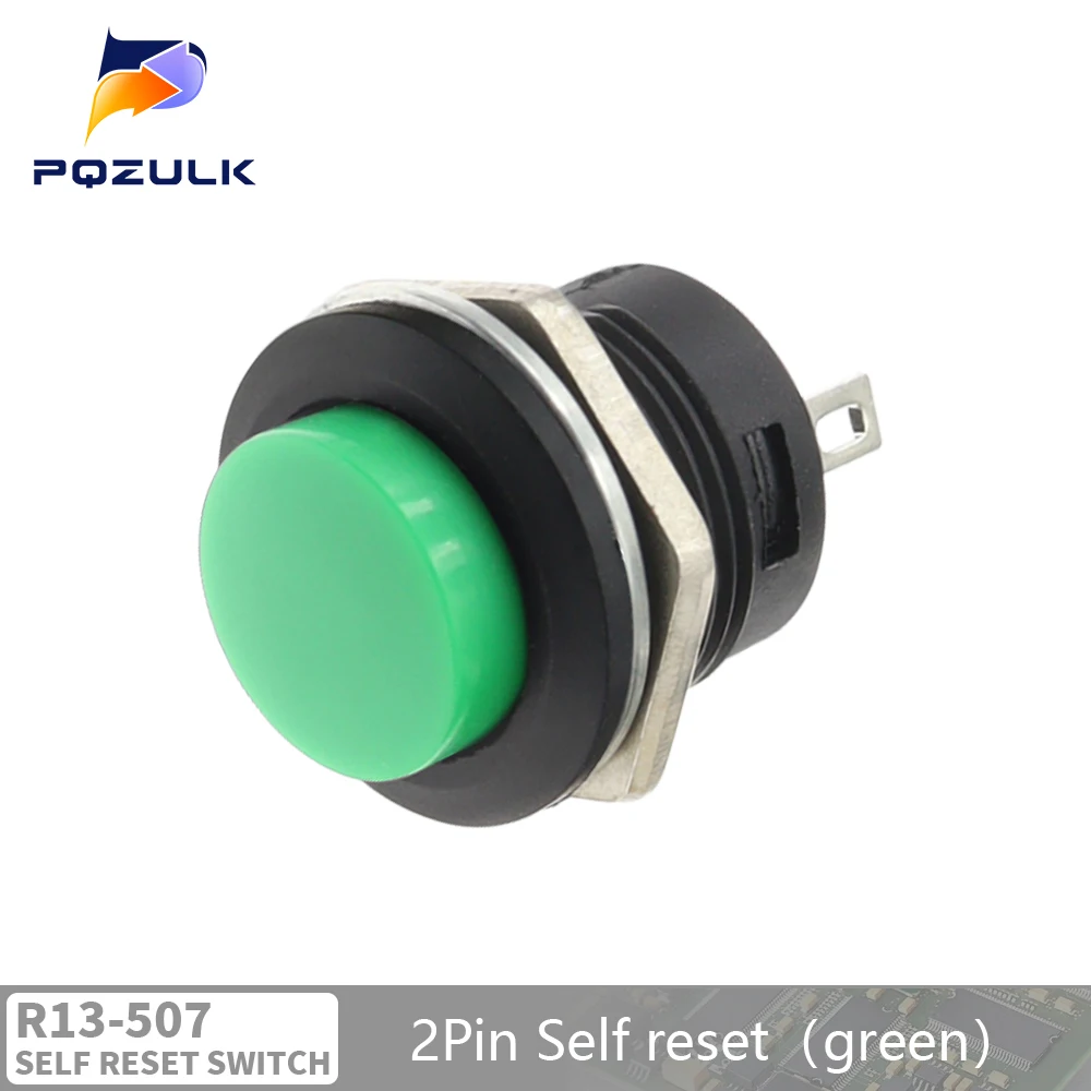 6PCS Momentary Push Button Switch 16mm Momentary 6A/125VAC 3A/250VAC Runde Schalter R13-507 SCHWARZ ROT GRÜN WEIß BLAU GELB