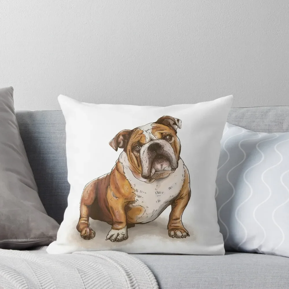 

English Bulldog Illustration Throw Pillow christmas cushions covers Sofa Pillow Cover Pillowcases For Pillows pillow