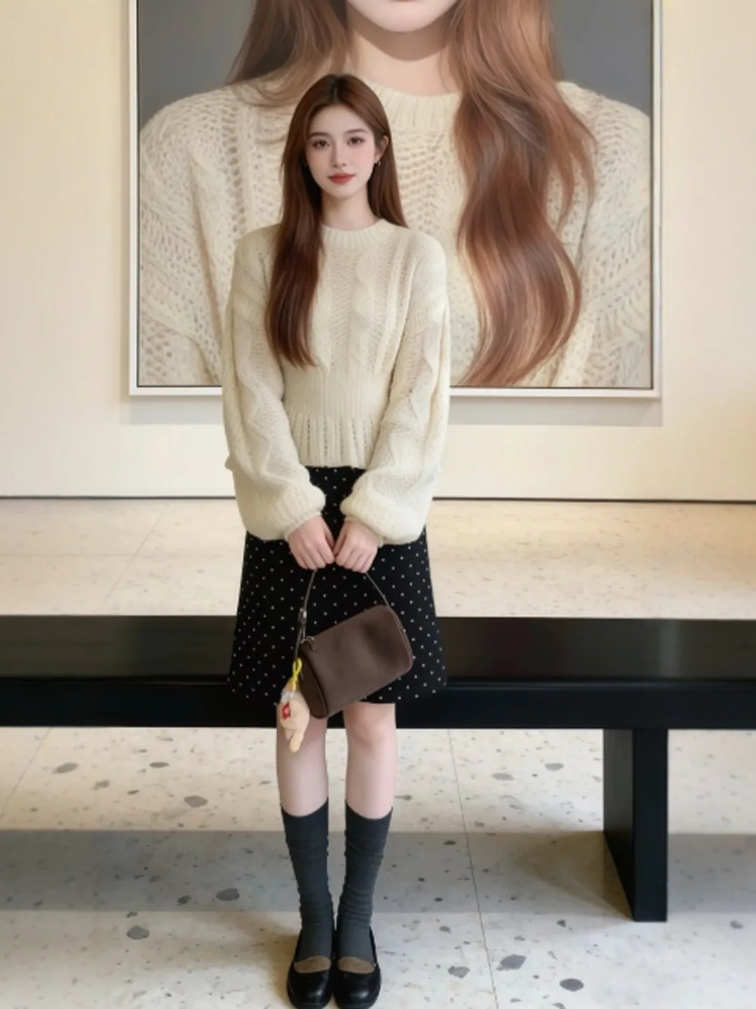 

Стильный вязаный топ из трикотажа, модный, нежный, весна 2026, женский, приталенный, длинный рукав, повседневный, цветной