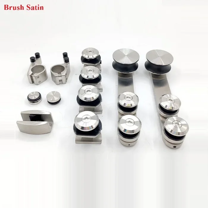 304 Stainless Steel Zinc Single Sliding Glass Door Hardware Rolling Kit For Shower Barn Office Cubicle
