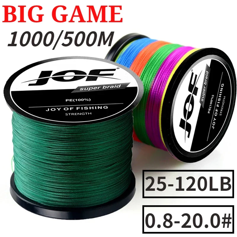 JOF 500M 1000M Super Smooth 16 Strands Wear-resistant Braided Wire 11.3-91kg Higher Sensitivity Carp Fly Fishing Line 0.16-0.8mm