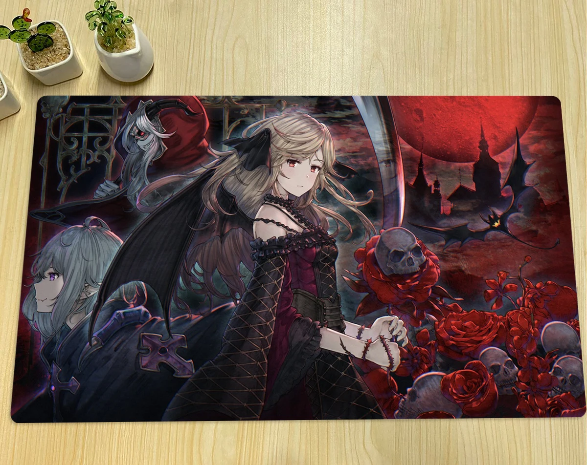 YuGiOh Vampire Fraulein Play Mat TCG CCG Trading Card Game Duel Mat Anime Mouse Pad Custom Rubber Desk Mat Zone Free Bag 60x35cm