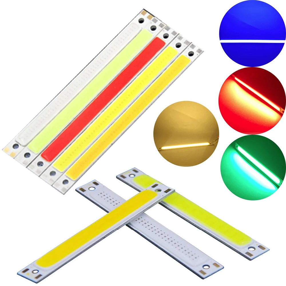 DC 12V LED COB Light Strip Panel Lamp 10W 120mm x 9mm Car Vehicle Floodlight Source Bulbs 5 Colors For DIY Lighting