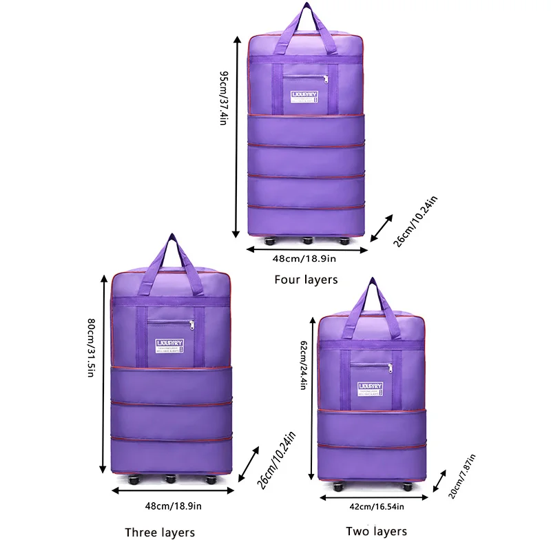 Purple Folding travel bag, luggage compartment,swivel wheel storage box,large capacity telescopic luggage bag,overnight bag