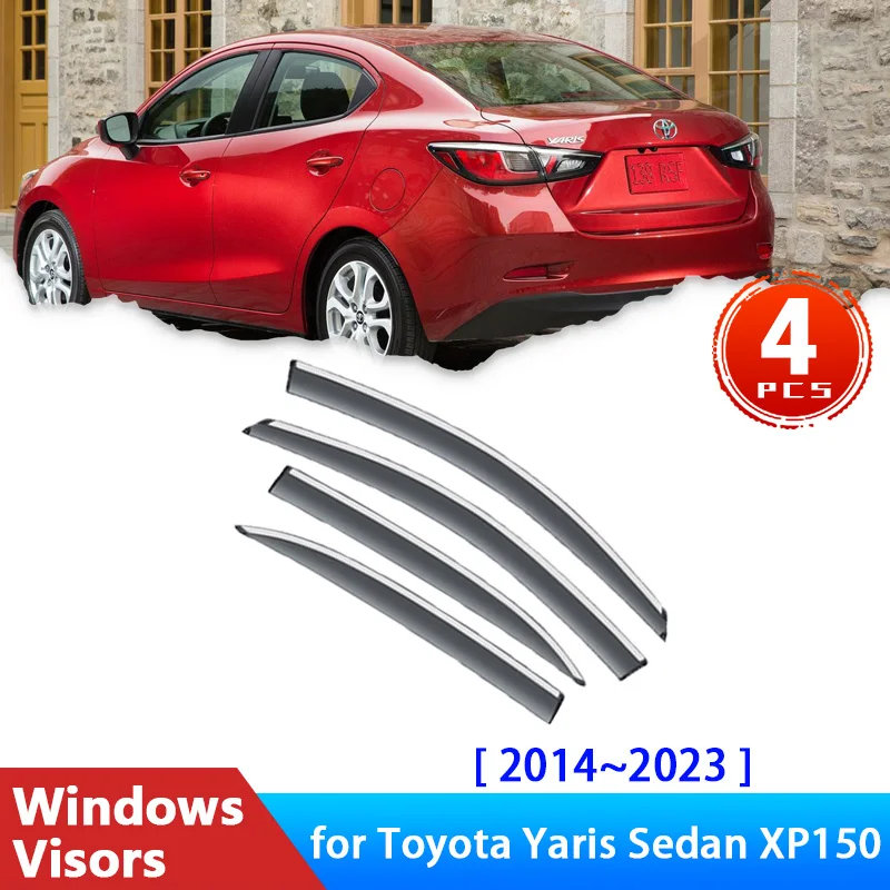 

4x Deflectors for Toyota Yaris Sedan XP150 2014~2023 Ativ Accessories 2015 2018 2022 Car Side Windows Visors Rain Eyebrow Guards