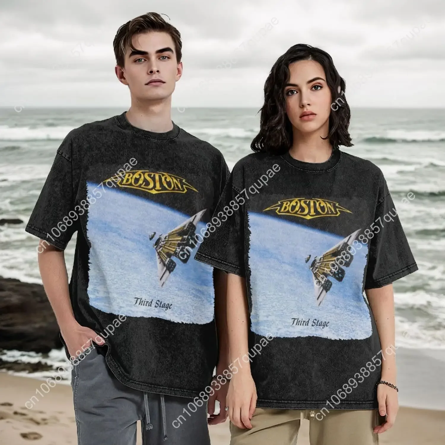 Boston Retro 70's Band Vintage Oversized T Shirt Unisex Cotton Tee Round Neckline Short Sleeve Tops Summer