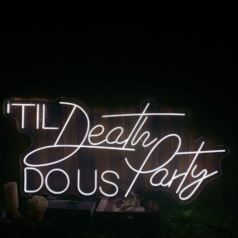 Neon Sign Light Til Death Do Us Party Neon Wedding Engagement Led Signs Party Event Home Wall Decor Custom Neon Lights Lamp