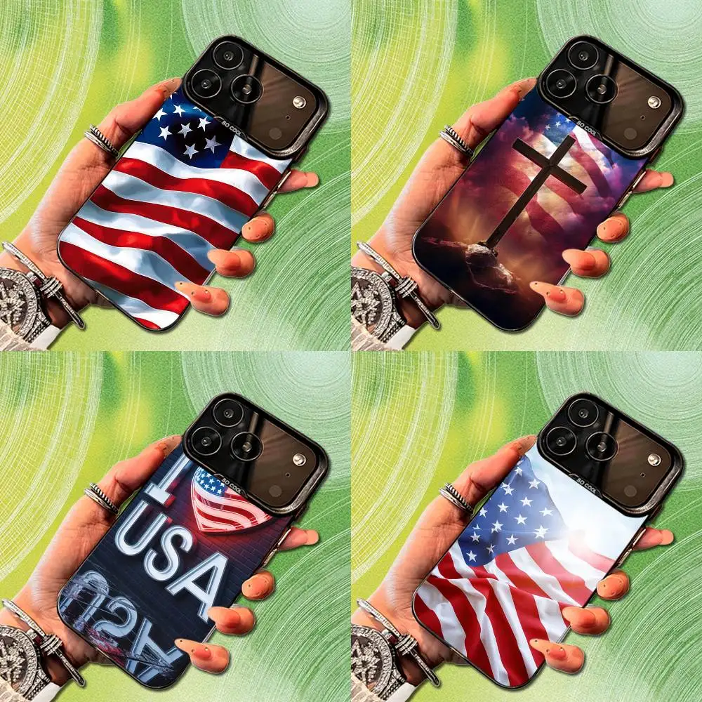 

Great USA A-America Flag Phone Case For iPhone 14,17,13,12,11,16,15,Mini,Pro,SE,XS,MAX,Black Matte Silicone Cover