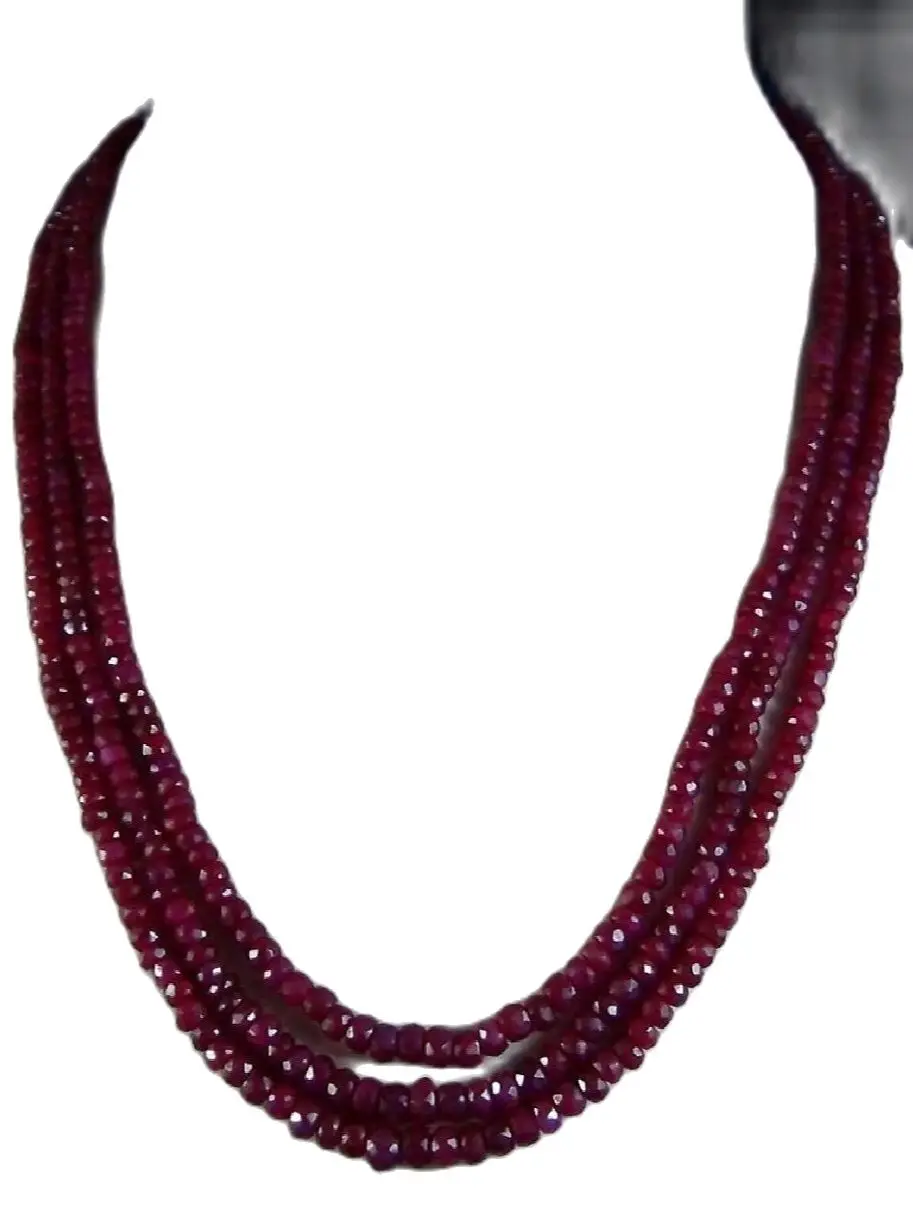 

2x4mm NATURAL FACETED BEADS NECKLACE 3 STRAND