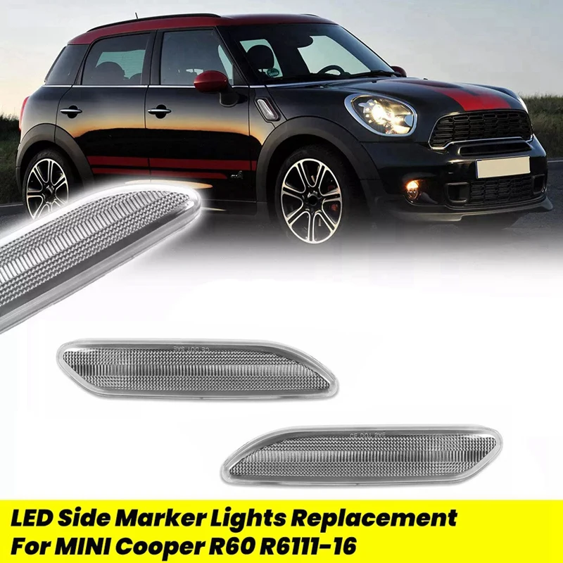 1Pair Side Fender LED Turn Signal Light Marker Lamp For Mini R61 Paceman R60 Countryman 10-17 63139802569 63139802570