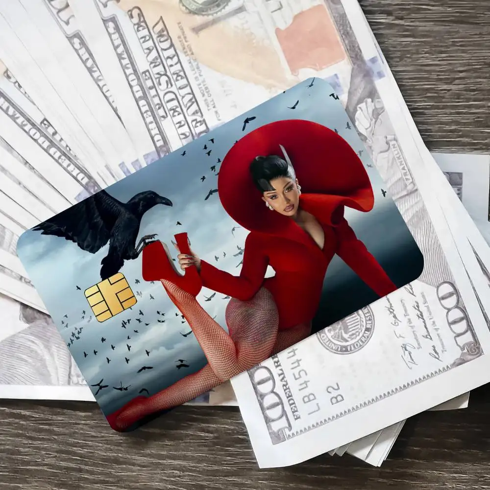المغني C-Cardi B ملصق الائتمان الجلد غطاء بطاقة ملصقات 4 قطعة فيلم حافلة تمرير الجبهة الديكور البنك الخصم مقاوم للماء