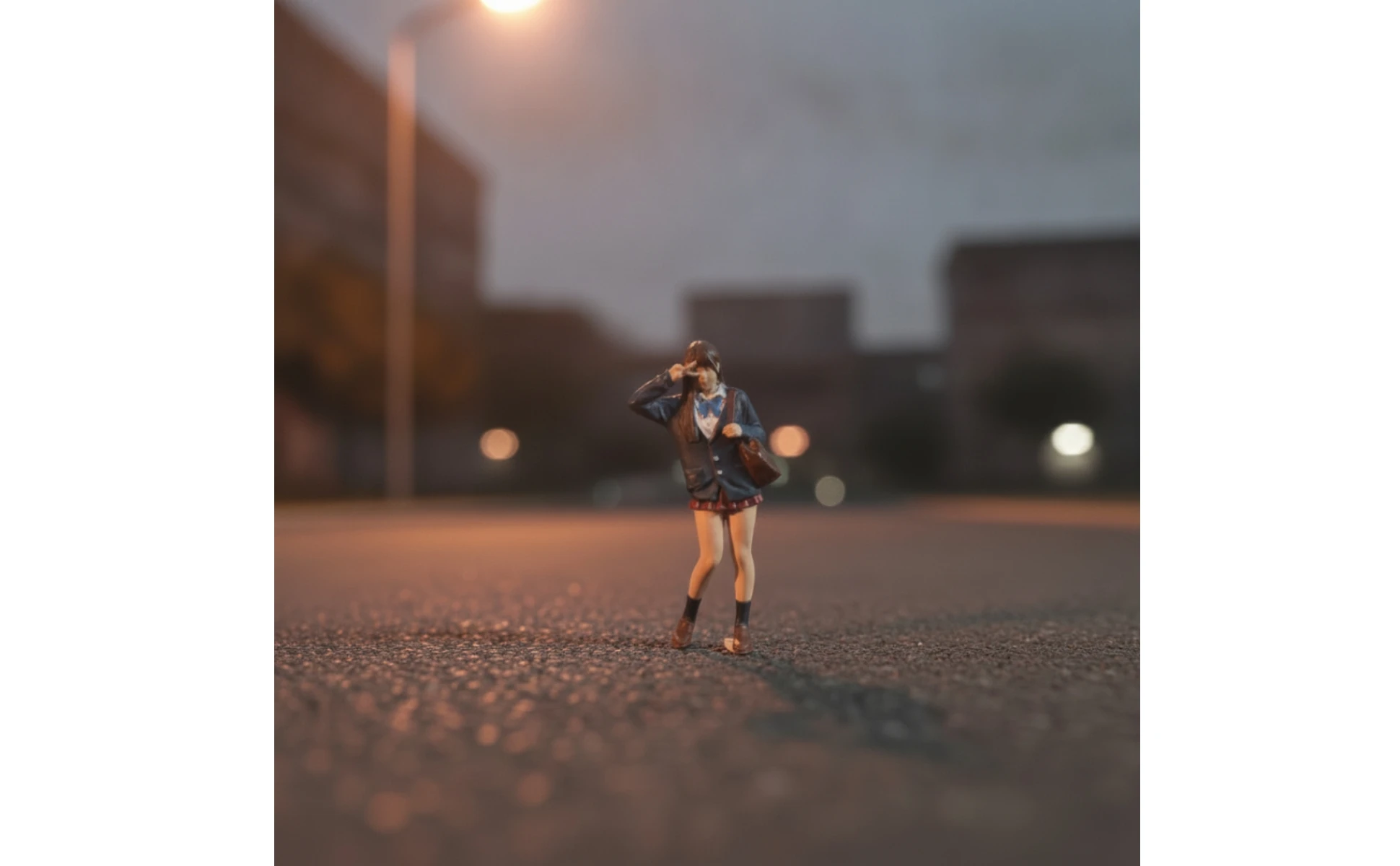 School Girl Miniature Hand-Painted 3D Printed Figurine for Hobbyists, Diorama, Model Scene