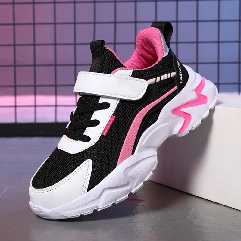 Trendige, leichte Kinder- und Mädchen-Schulschuhe, rutschfest, atmungsaktiv, für den Außenbereich, lässig, Walking-Sneaker, Größe 28–39 – Detail 3