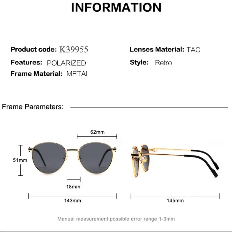 Caterside Retro Polarisierte Pilot Sonnenbrille Männer und Frauen Oval Metall Rahmen Sonnenbrille Party Outdoor Fahren Sport Shades Sommer – Detail 14