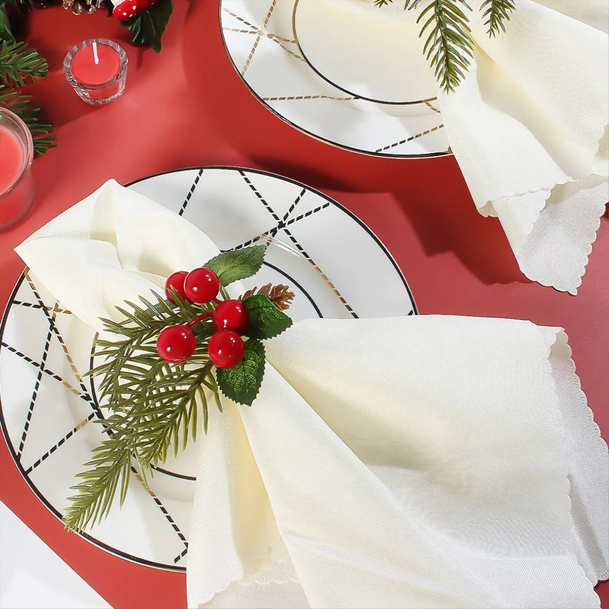 AA83 Christmas Napkin Ring Set Christmas Napkin Ring Christmas Holiday Dinner Table Decoration B