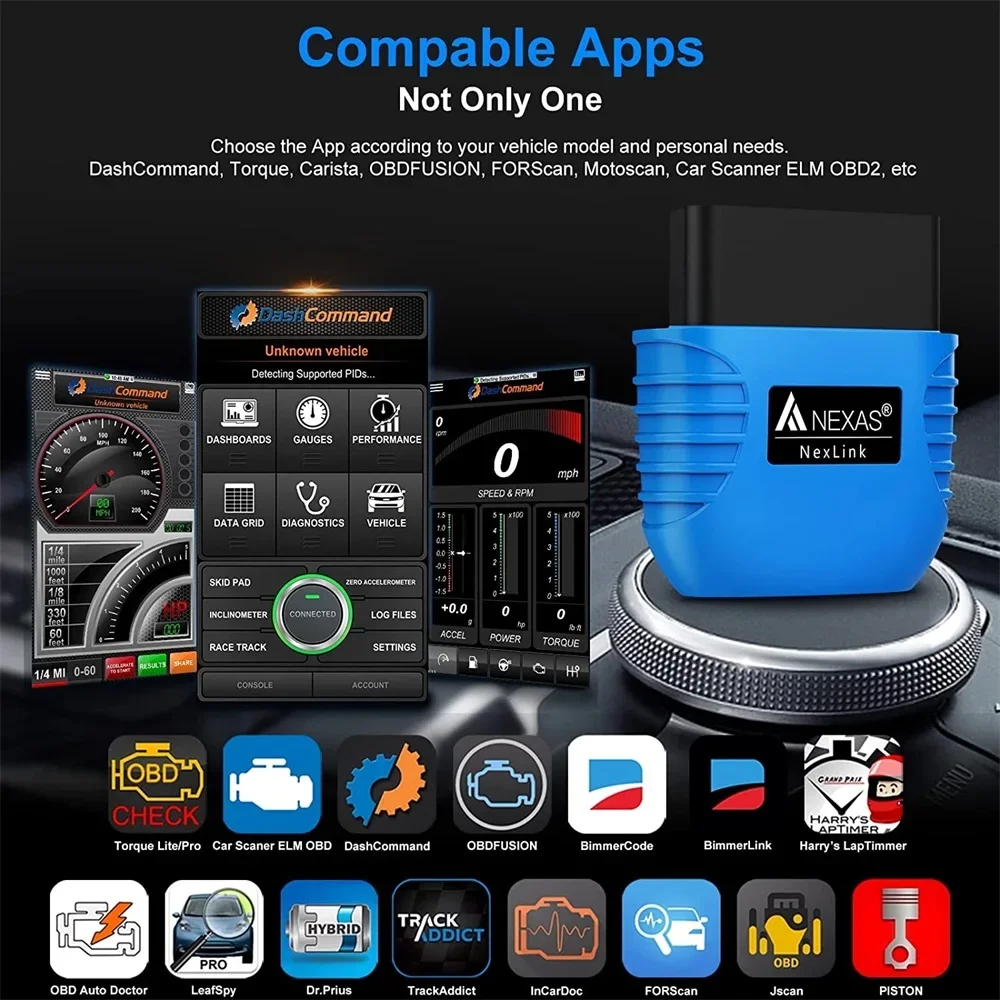 NEXAS-Motocicleta Diagnostic Scan Tool, Bluetooth 5.0, OBD2, EOBD, Scanner para iOS, Android, Windows, Fault Code Reader