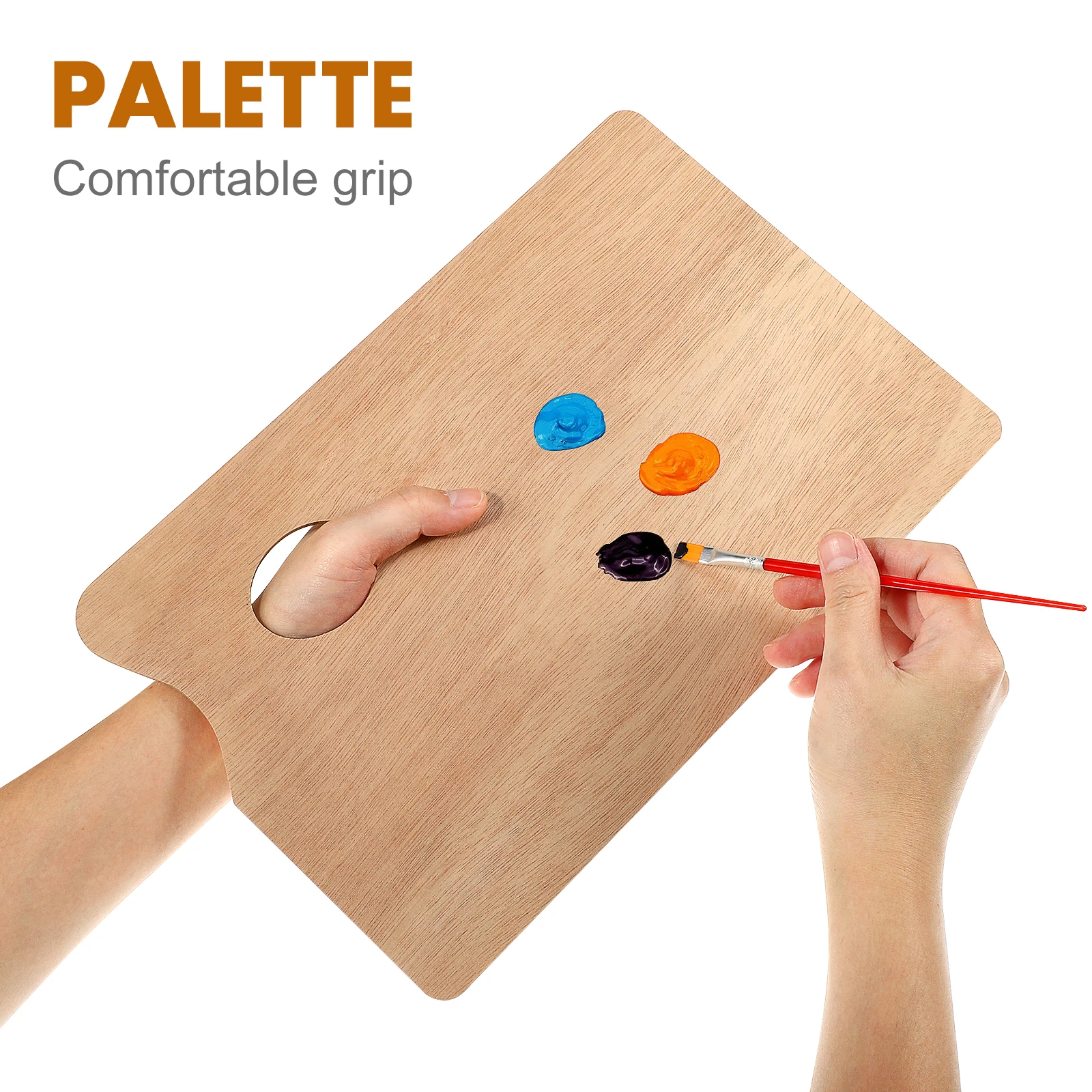 

Wooden Painting Palette High Grade Material Smooth Surface No Edges Oil Coated Vintage Supplies Thumb Hole Safe for Artists