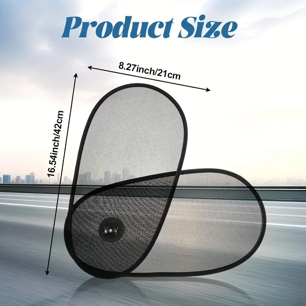 Rotatable Car Side Window Sunshade Non-Obstructive Design Suction Cup Type Black Sun Visor Folding UV Protection