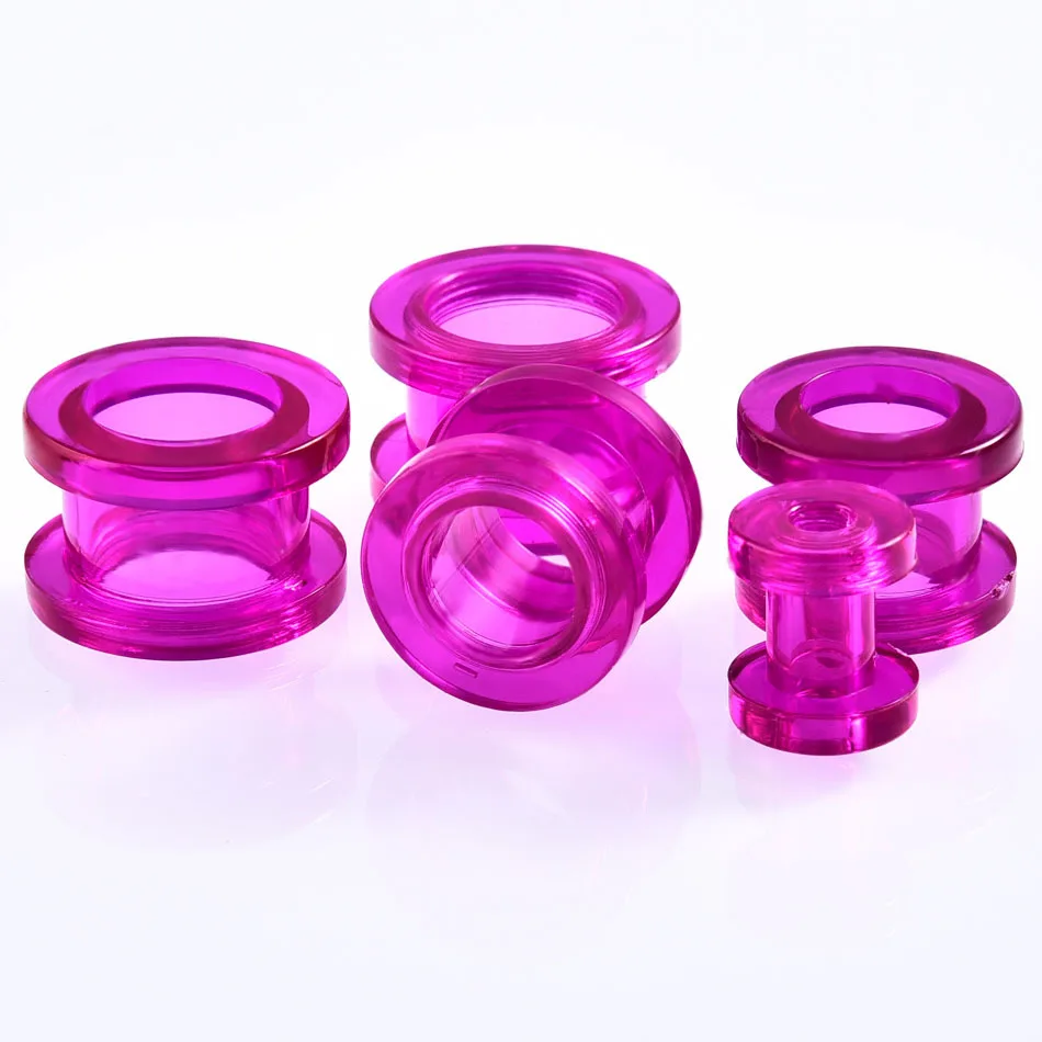 2PCS 2-20mm Transparent Acrylic Ear Stretchers Plugs Tunnels Expander Flesh Hollow Screw Earrings Piercing Body Jewelry