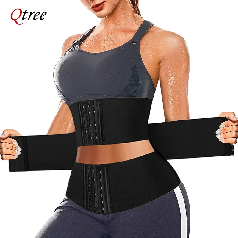 Qtree Waist Trainer Women Seamless Underbust Waist Corsets Cincher Slimming Belt Adjustable Workout Girdle Hourglass Body Shaper