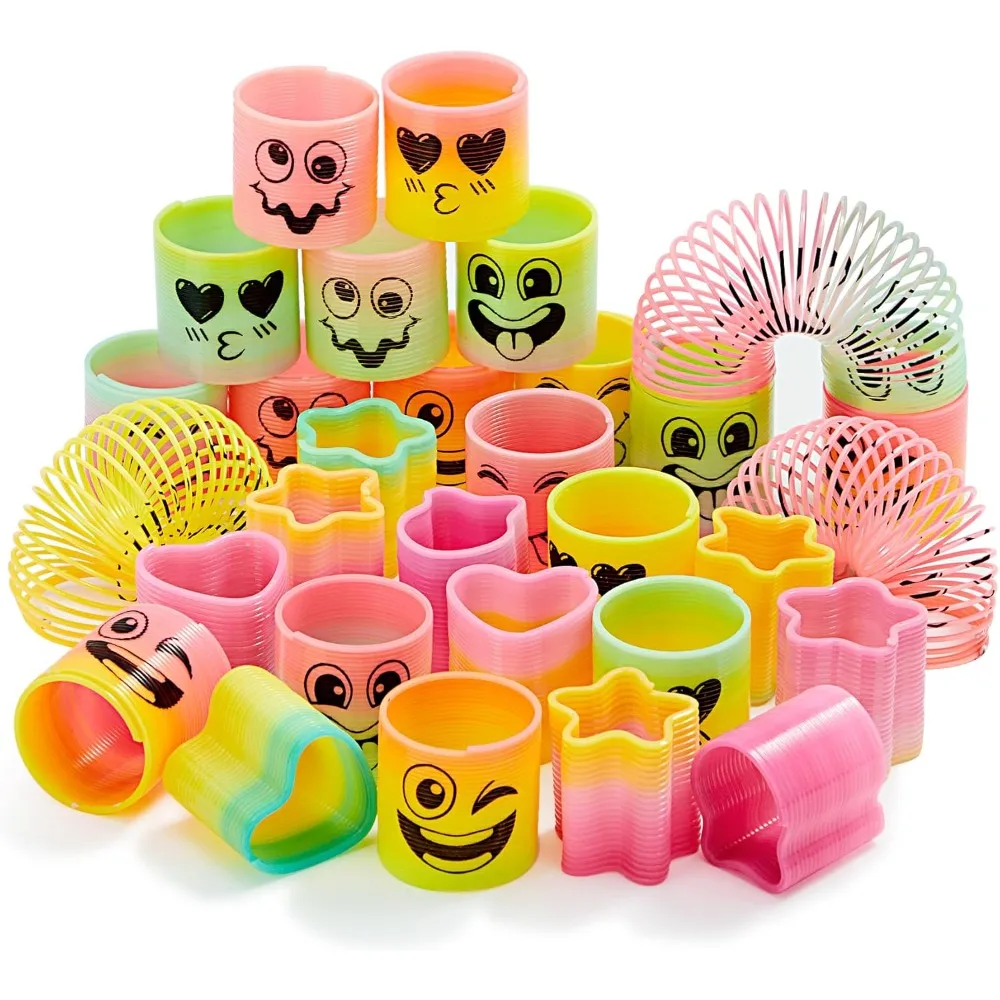 

30 Pcs Spring Rainbow Party Favor, Mini Plastic Coil Spring Toy, Fidget Stress Coil Mini Springs Bulk Toys for Carnival Pr