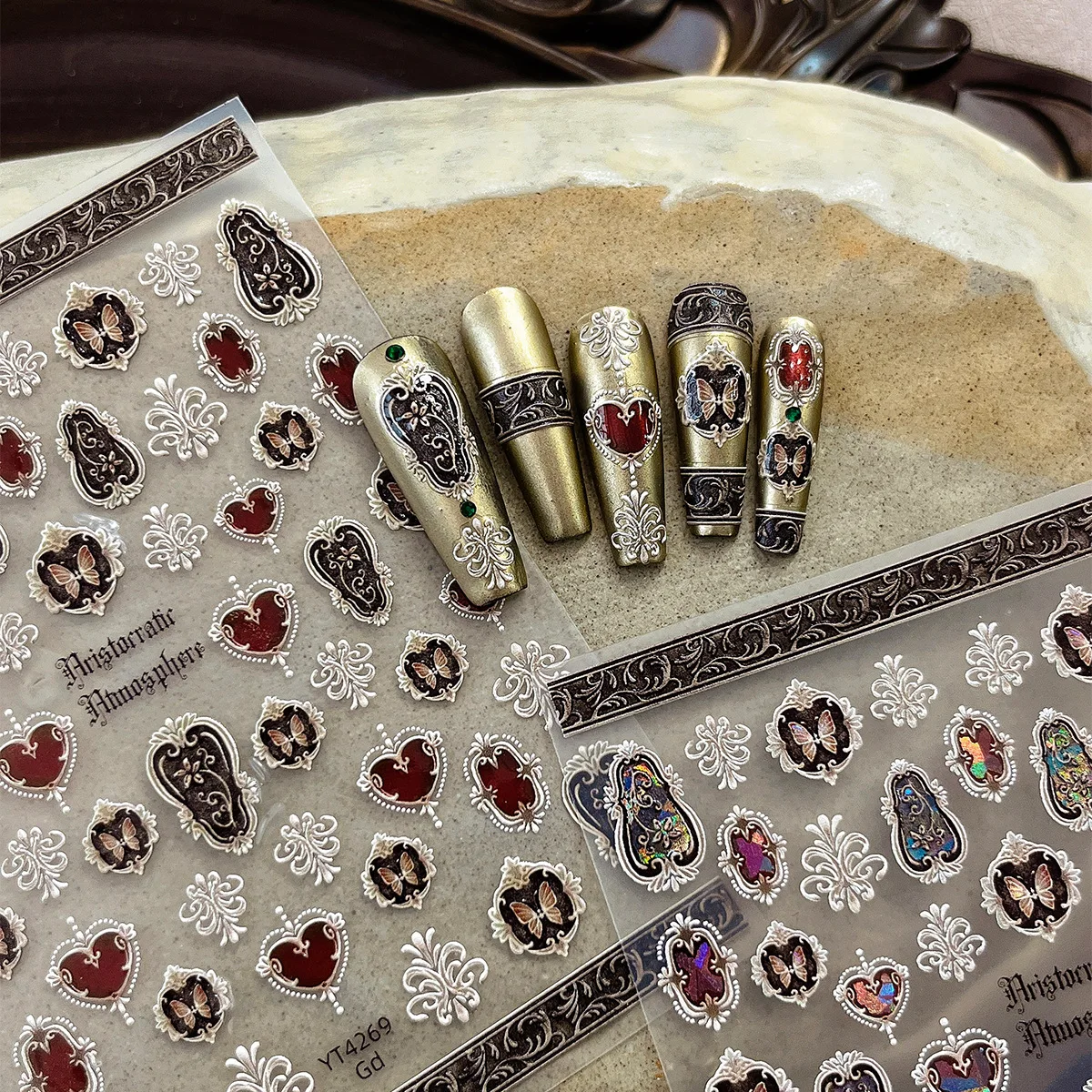 Retro amor foto quadro etiqueta da arte do prego borboleta requintado laço adesivo decoração do prego adesivo