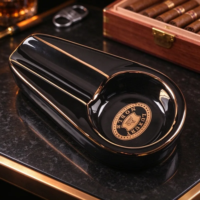 European Ceramic Cigar Ashtray Creative Portable Single Cigar Ash Tray Anti-slip Smoking Accessories for Home Office view 5