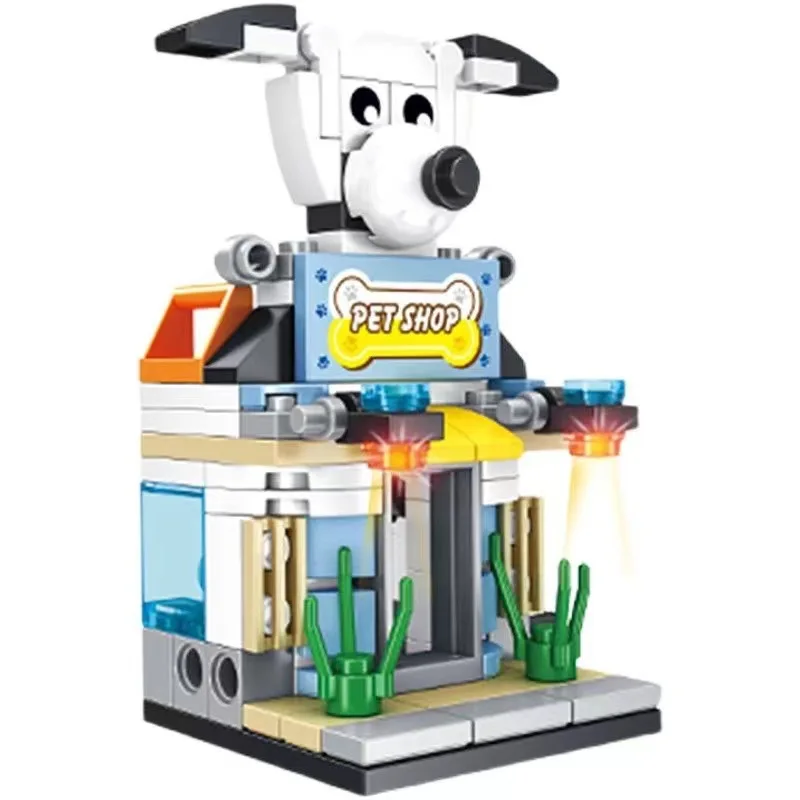 Mini Street View City Architecture Building Blocks Store Shop House Series Model Bricks Puzzle Assembled Castle Toy for Girl