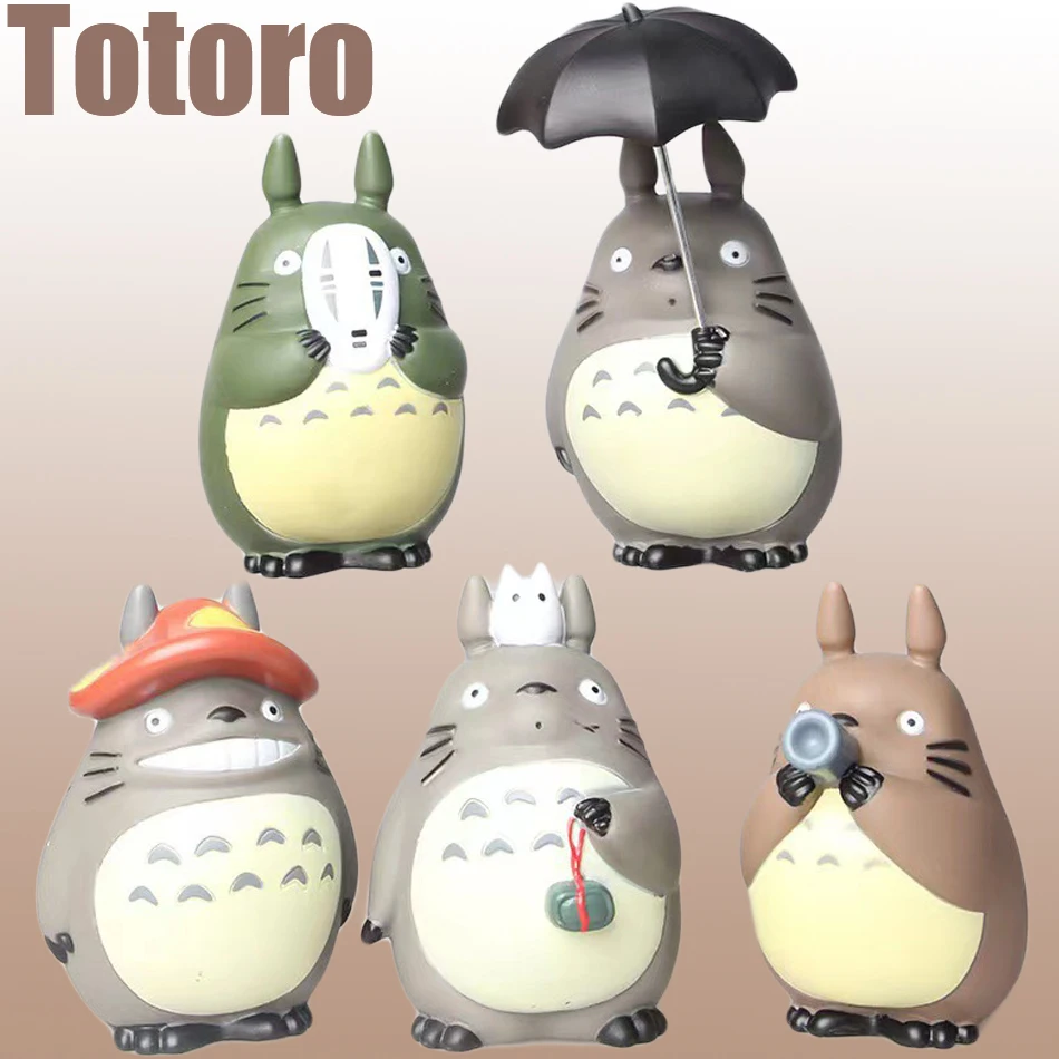 5pcs Anime Miyazaki Hayao Series Totoro Figure Mini Statue Cute Toys Room Ornaments Pvc Figures Toy Kid Gifts Collecctibles