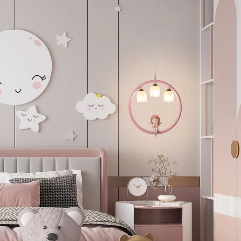 Cute Little Girl Pendant Lights Princess Room Bedside Lamp Cartoon Modern Children Room Girl Bedroom Decor Small Suspended Lamps