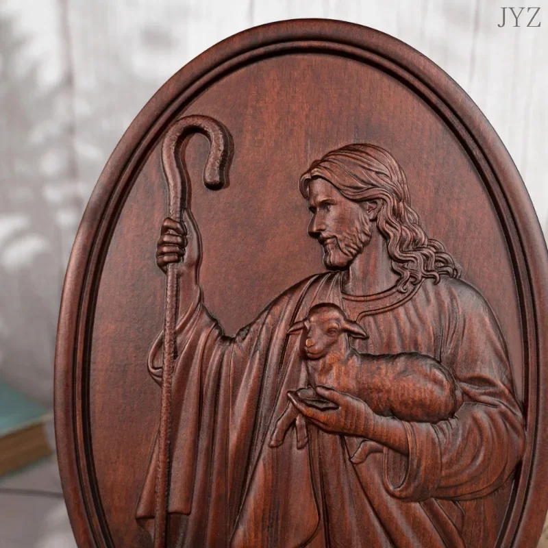 Religious Mural Jesus Shepherd Wall Decor, Christ Icon, Christian Statue, Catholic Figure