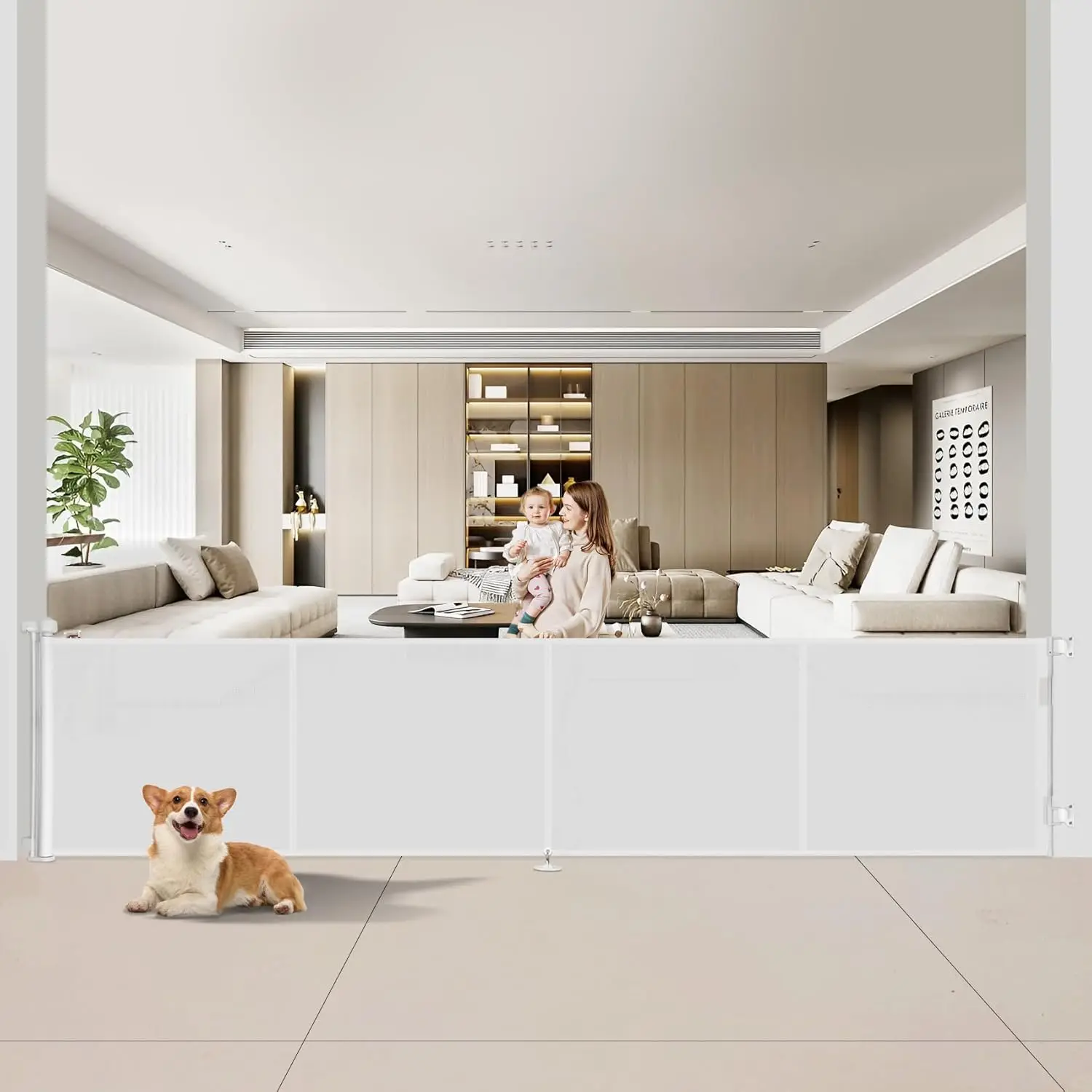 

Выдвижные детские ворота 200 дюймов высотой 42 дюйма, выдвижные ворота с усиленной полосой для предотвращения ползания