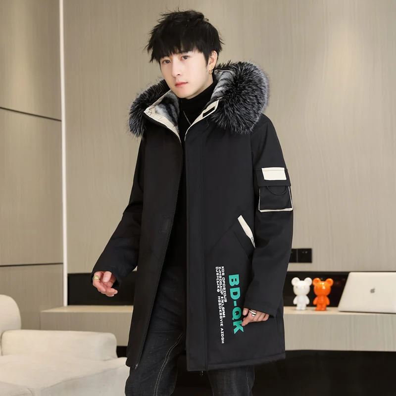 Men's Fashion Windbreaker Parka Coat Streetwear Male Jacket Windproof Casual Autumn Winter Warm Hombre New Mid-length