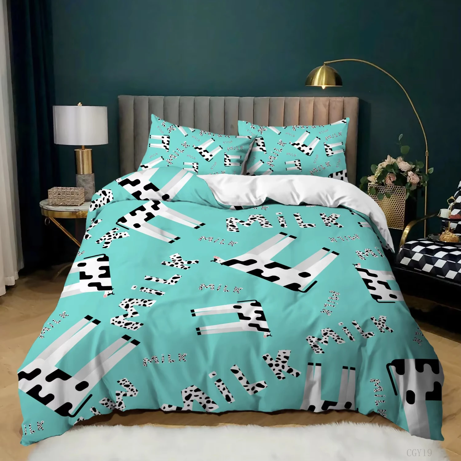 Milk Cow Print Bedding Set Twin Queen Size Western Farm Animal Duvet Cover Cute Cow Comforter Cover for Kids Boys Girls Teens