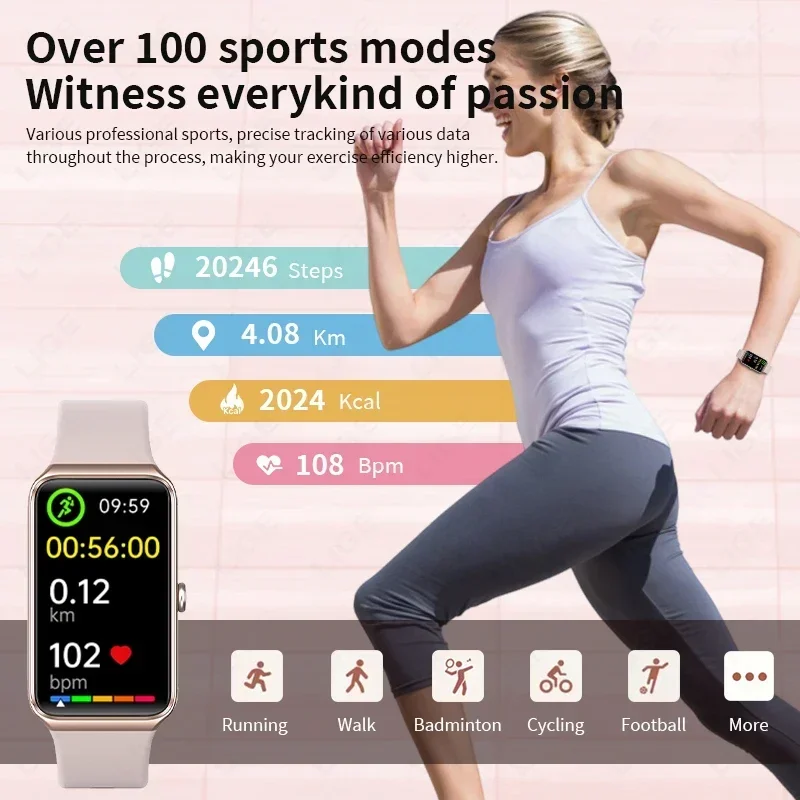 Xiaomi جديد 1.47 بوصة HD ساعة ذكية للنساء سوار لياقة بدنية رياضي ميزان الحرارة مراقبة الصحة مقاوم للماء ساعة ذكية للنساء لشاومي