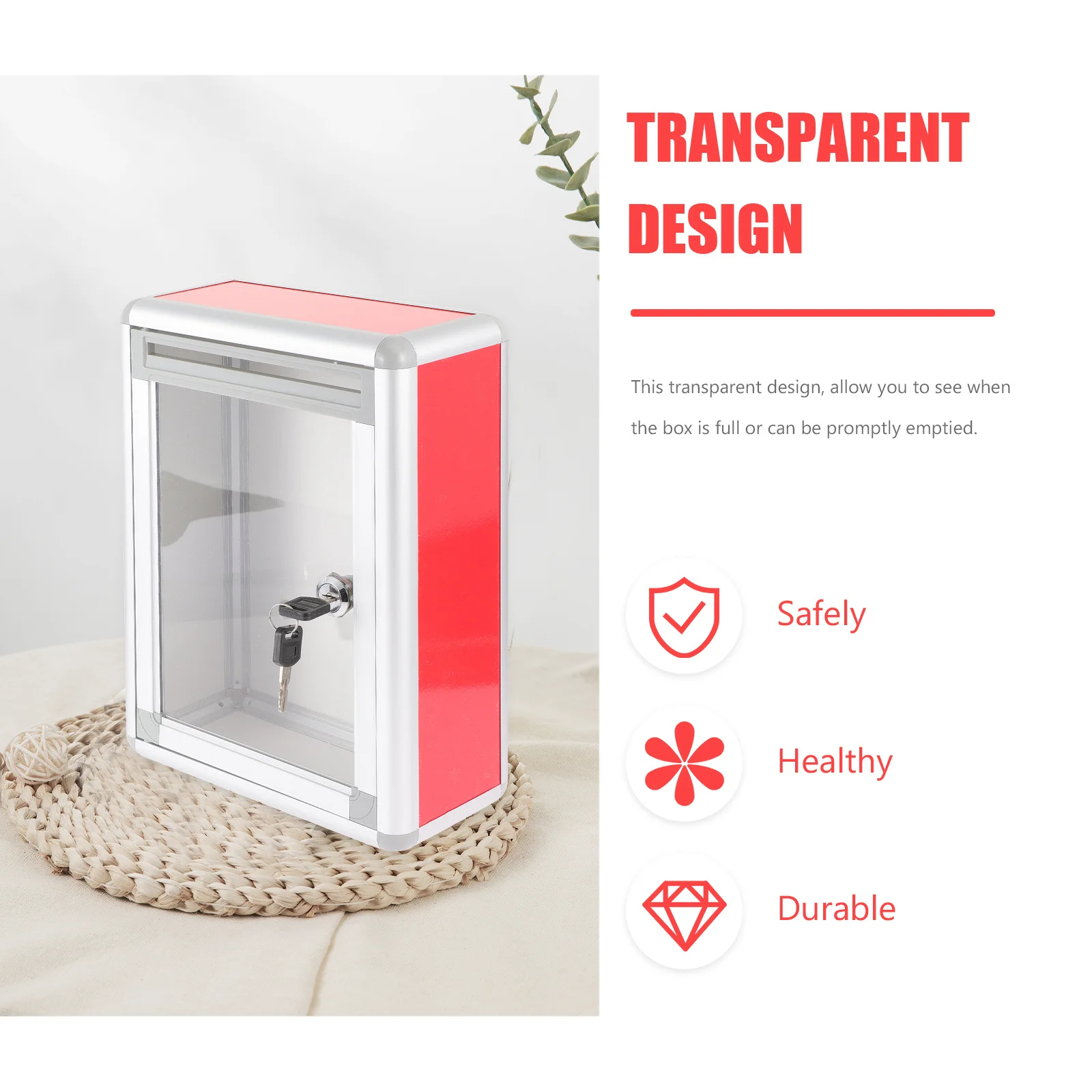 Wall Mount Locking Mailbox Aluminum Alloy Suggestion Security Lock Outdoor Indoor Use Public Complain Box Voting Storage