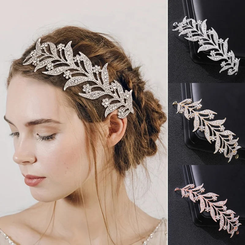 

Модная шпилька для волос с искусственными листьями и головной убор с цветком, серебристые, золотистые, Свадебные короны