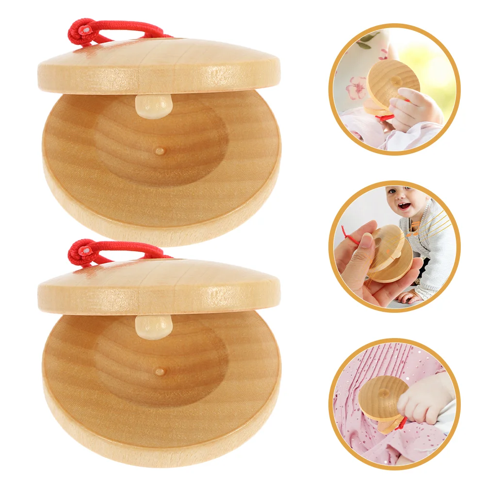 

6 Pcs Wooden Castanets for Kids Classroom Rewards Musical Instruments Percussion Clapper Handheld Bulk