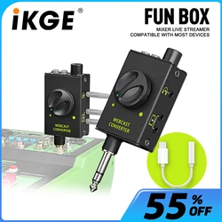 IKGE DJ Console Mixer, Live Streaming Adapter, output device supports smartphones, laptops, PCs, etc., for Karaoke, Recording