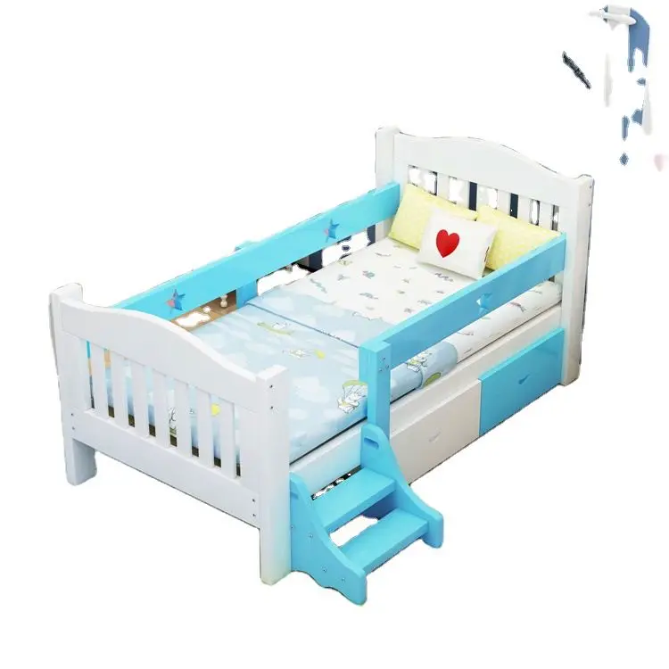 

The New Cute Solid Wood Children Beds Solid Wood Stitching Big Bed