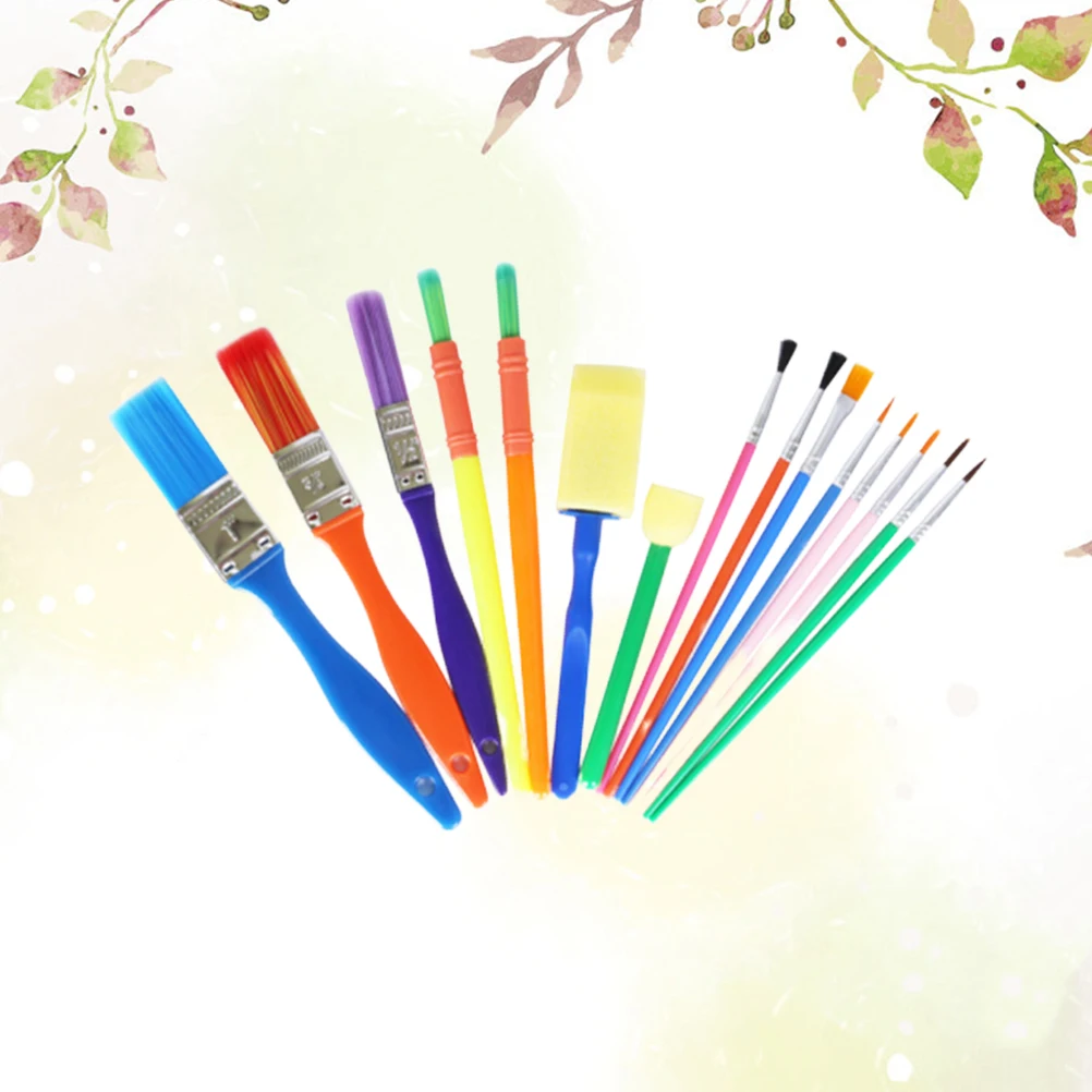 

15pcs Sponge Brush Set for Kids Painting Tools Art Crafts Watercolor Ceramic DIY Kit Educational Creative Handles Easy Grip