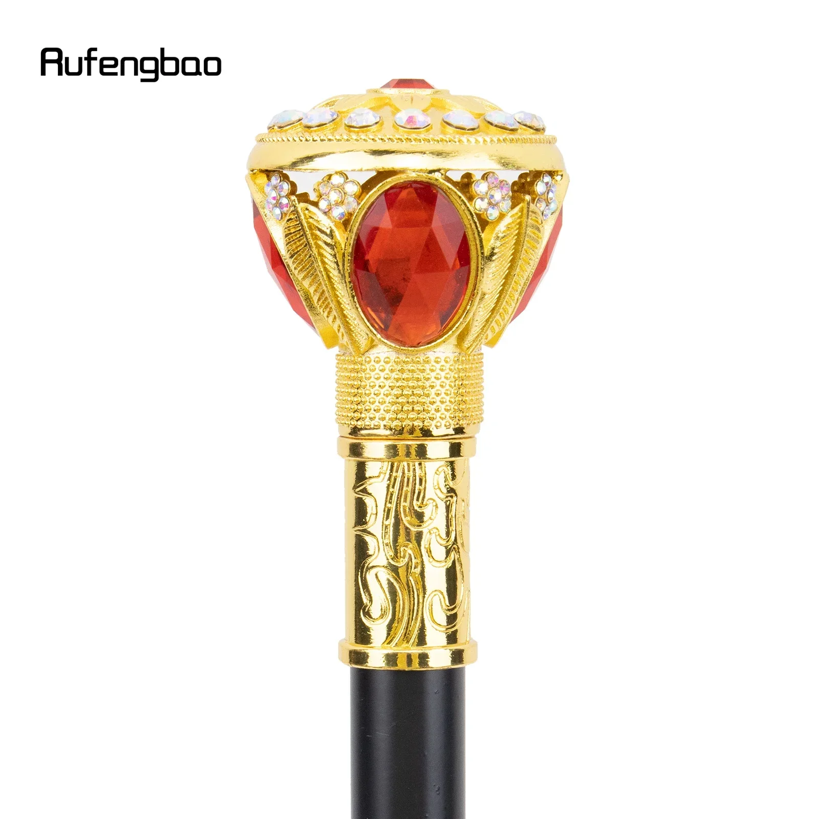 Gouden Rode Kunstmatige Diamant Riet Mode Decoratieve Wandelstok Cosplay Riet Knop Crosier 94cm Prestaties Podium Riet